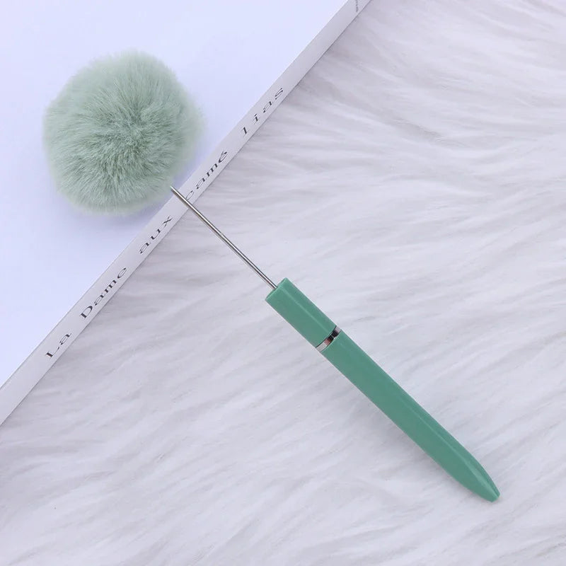 Long hair ball bead pen ins macaron color furry rotating ballpoint pen