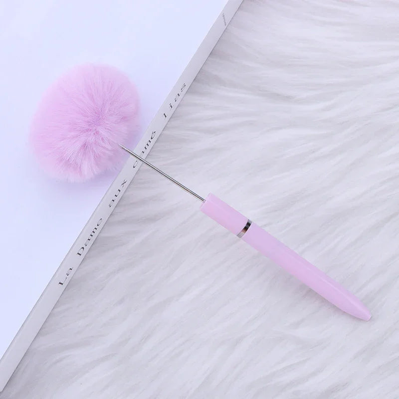 Long hair ball bead pen ins macaron color furry rotating ballpoint pen