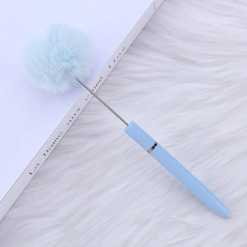 Long hair ball bead pen ins macaron color furry rotating ballpoint pen