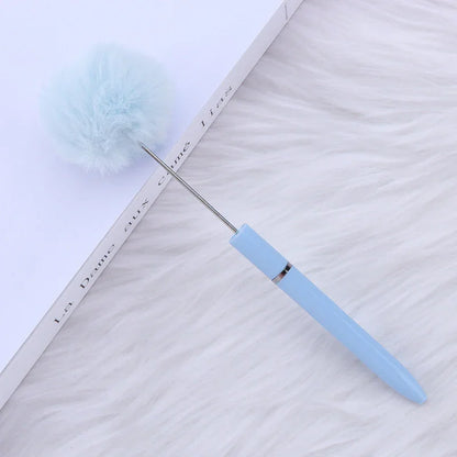 Long hair ball bead pen ins macaron color furry rotating ballpoint pen