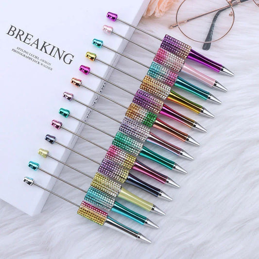 Colorful diamond bead pen Hand-plated gradient ballpoint pen