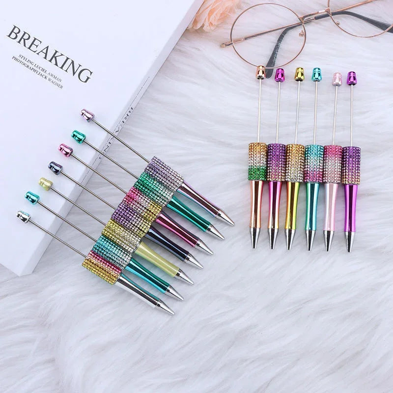 Colorful diamond bead pen Hand-plated gradient ballpoint pen | DIY Beadable Pen Craft Gift Idea
