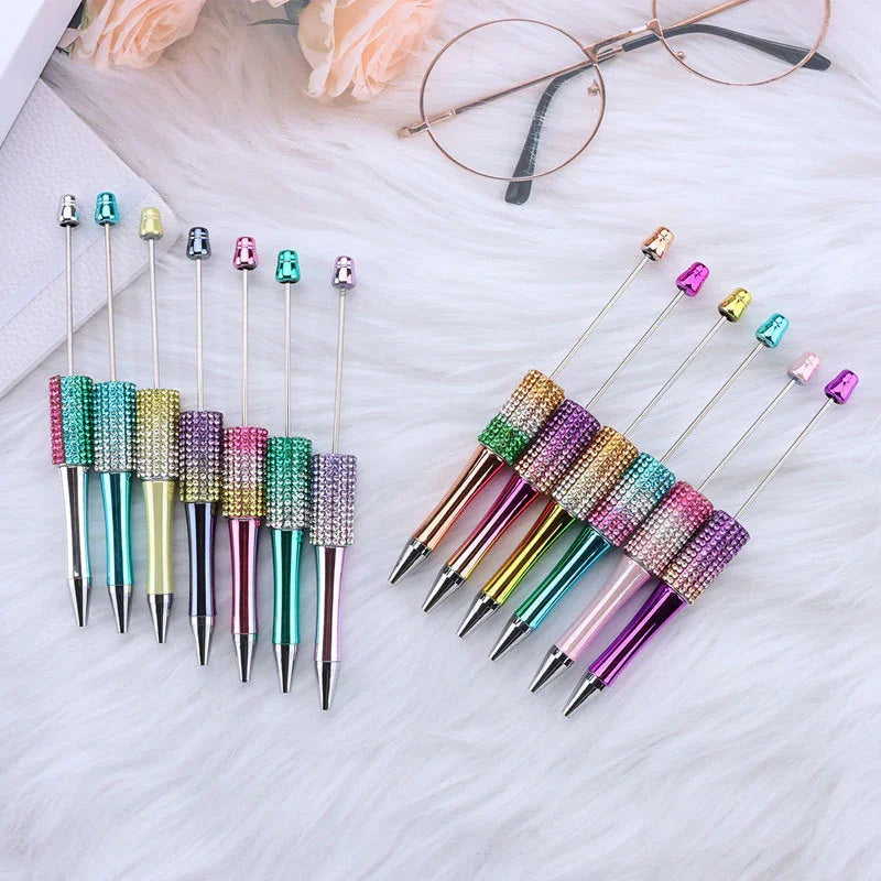 Colorful diamond bead pen Hand-plated gradient ballpoint pen | DIY Beadable Pen Craft Gift Idea