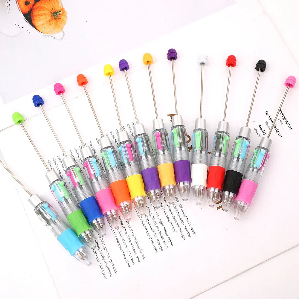 Cartoon four-color ballpoint pen student puzzle marking key points ballpoint pen | DIY Beadable Pen Craft Gift Idea