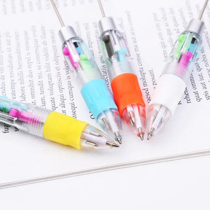Cartoon four-color ballpoint pen student puzzle marking key points ballpoint pen