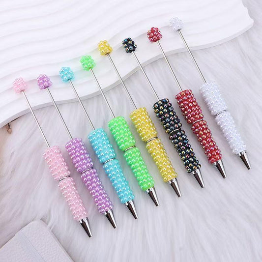Pearl full diamond bead pen fun ins colorful pearl cute grain pen