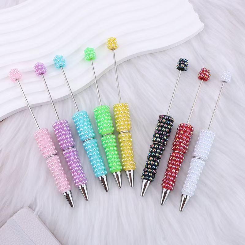 Pearl full diamond bead pen fun ins colorful pearl cute grain pen | DIY Beadable Pen Craft Gift Idea