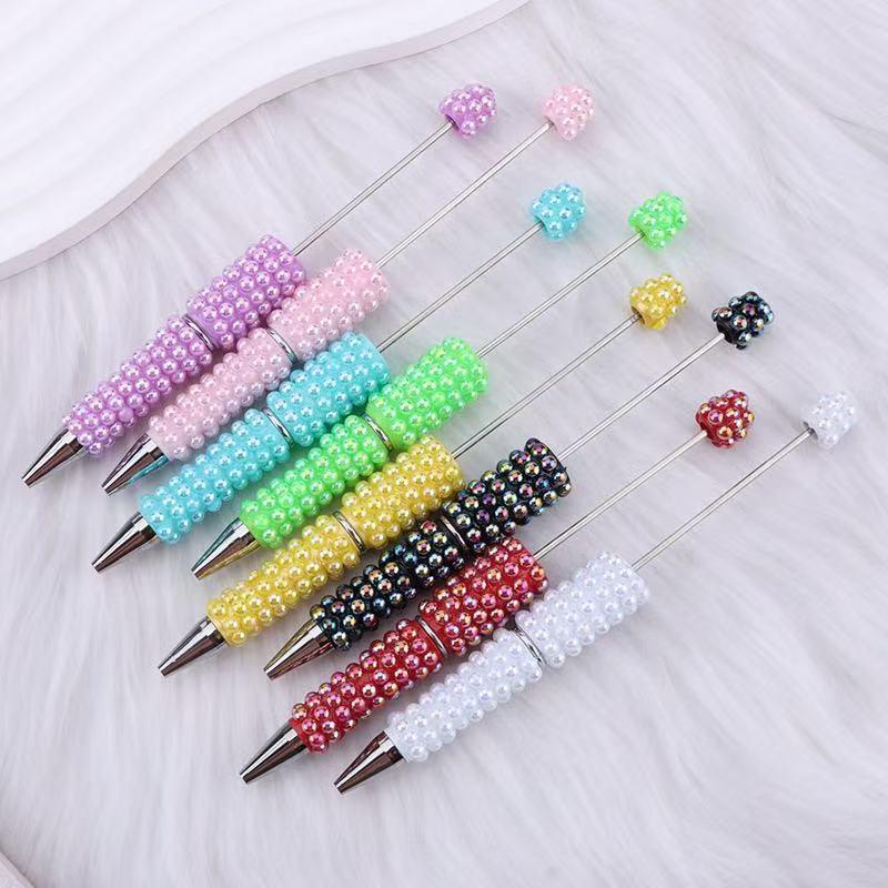 Pearl full diamond bead pen fun ins colorful pearl cute grain pen | DIY Beadable Pen Craft Gift Idea