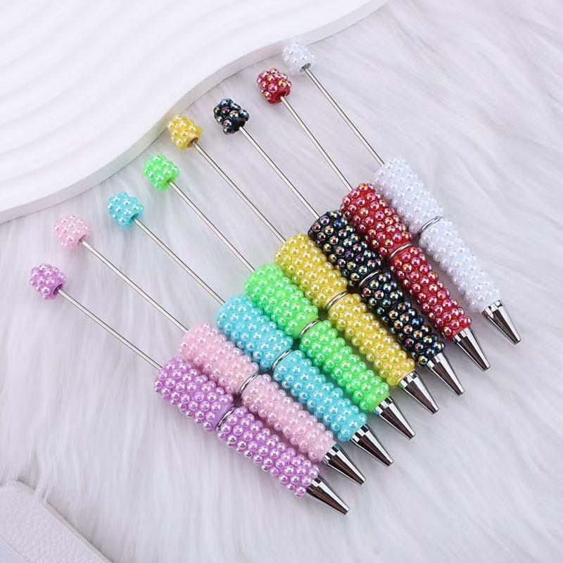 Pearl full diamond bead pen fun ins colorful pearl cute grain pen | DIY Beadable Pen Craft Gift Idea