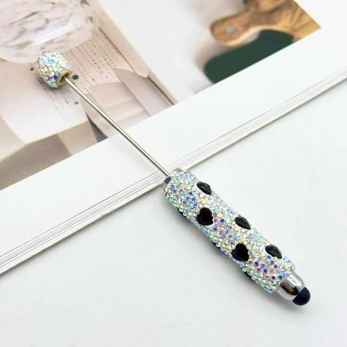 Heart Touch Screen Diamond Bead Pen Colorful Rhinestone Cute Grain Pen Multifunctional | DIY Beadable Pen Craft Gift Idea