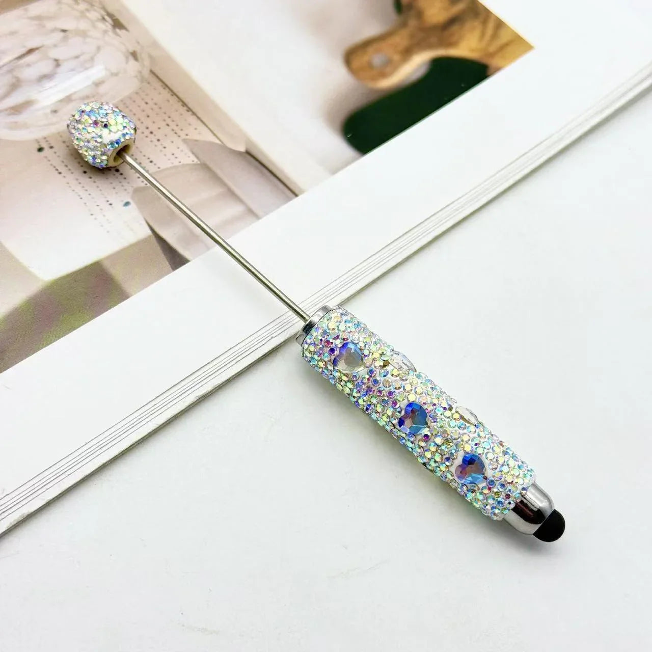 Heart Touch Screen Diamond Bead Pen Colorful Rhinestone Cute Grain Pen Multifunctional Touch Capacitive Pen
