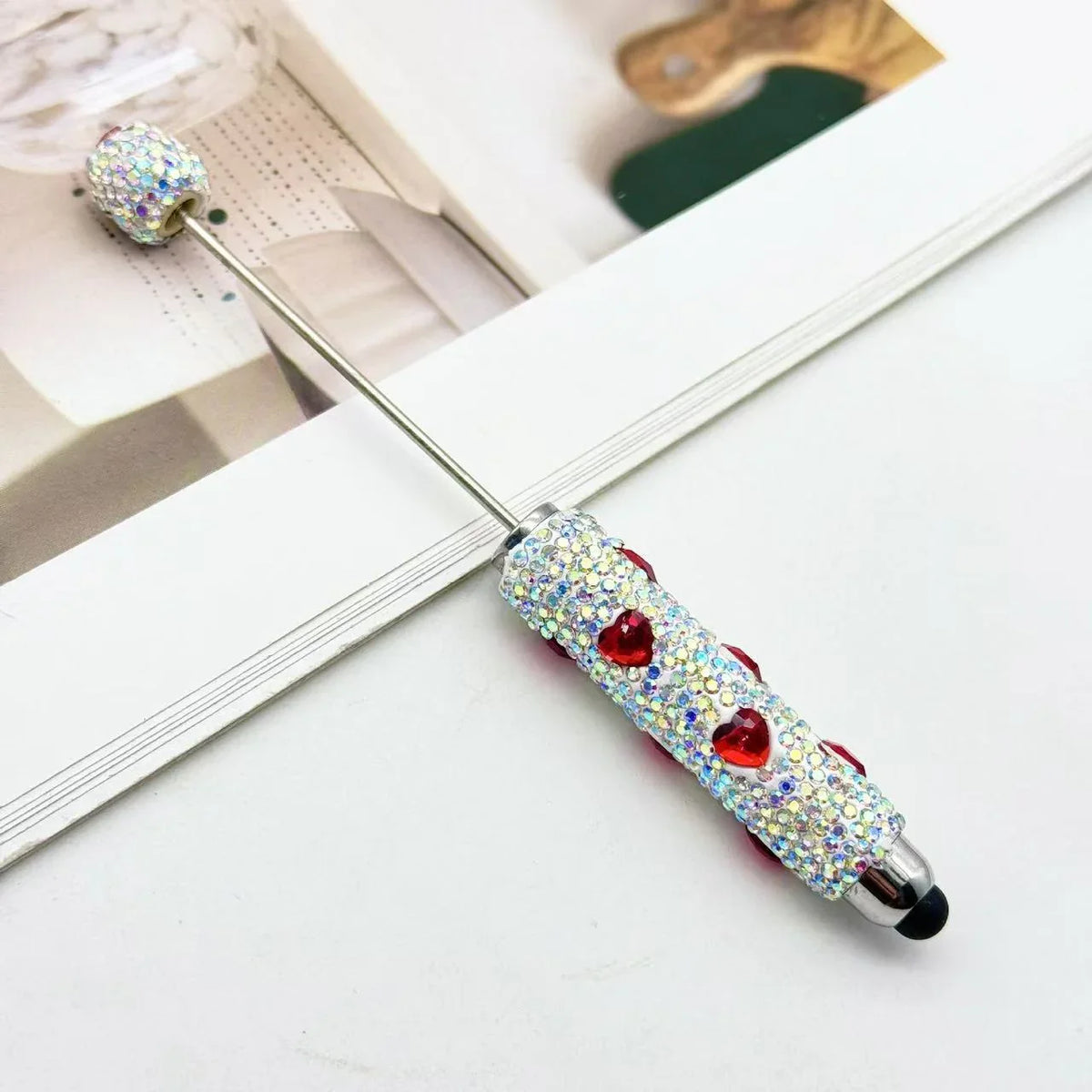 Heart Touch Screen Diamond Bead Pen Colorful Rhinestone Cute Grain Pen Multifunctional | DIY Beadable Pen Craft Gift Idea