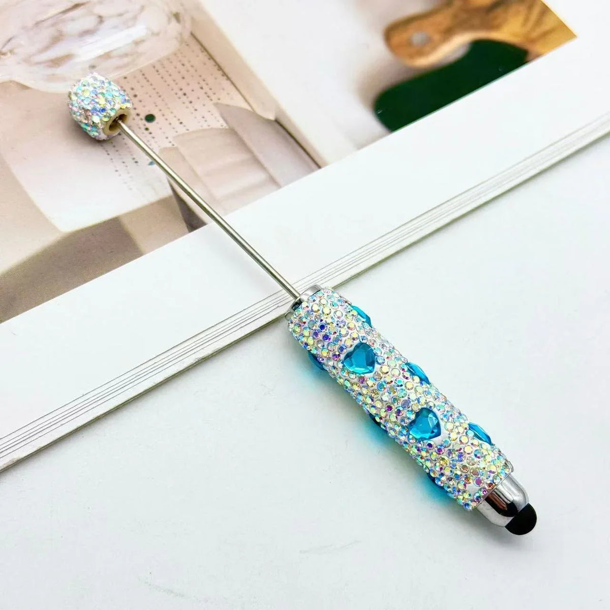 Heart Touch Screen Diamond Bead Pen Colorful Rhinestone Cute Grain Pen Multifunctional | DIY Beadable Pen Craft Gift Idea