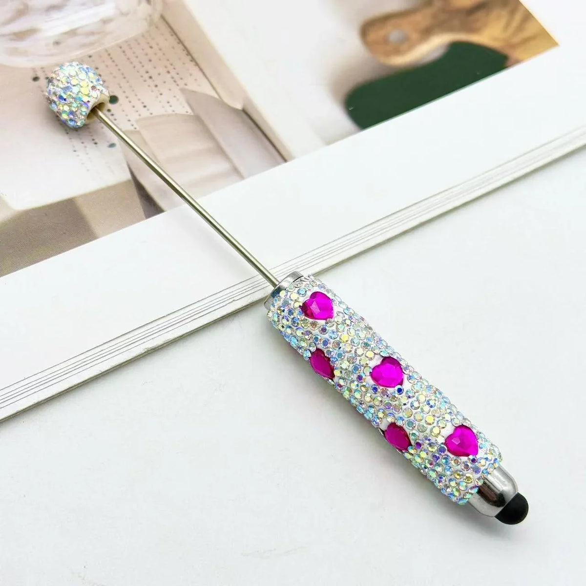Heart Touch Screen Diamond Bead Pen Colorful Rhinestone Cute Grain Pen Multifunctional | DIY Beadable Pen Craft Gift Idea