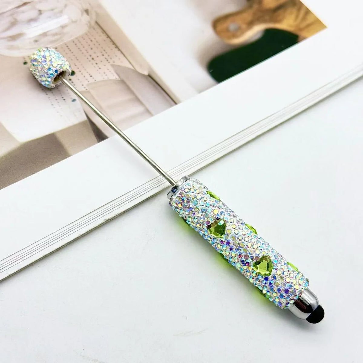 Heart Touch Screen Diamond Bead Pen Colorful Rhinestone Cute Grain Pen Multifunctional | DIY Beadable Pen Craft Gift Idea