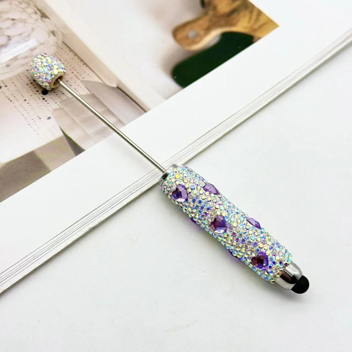 Heart Touch Screen Diamond Bead Pen Colorful Rhinestone Cute Grain Pen Multifunctional | DIY Beadable Pen Craft Gift Idea