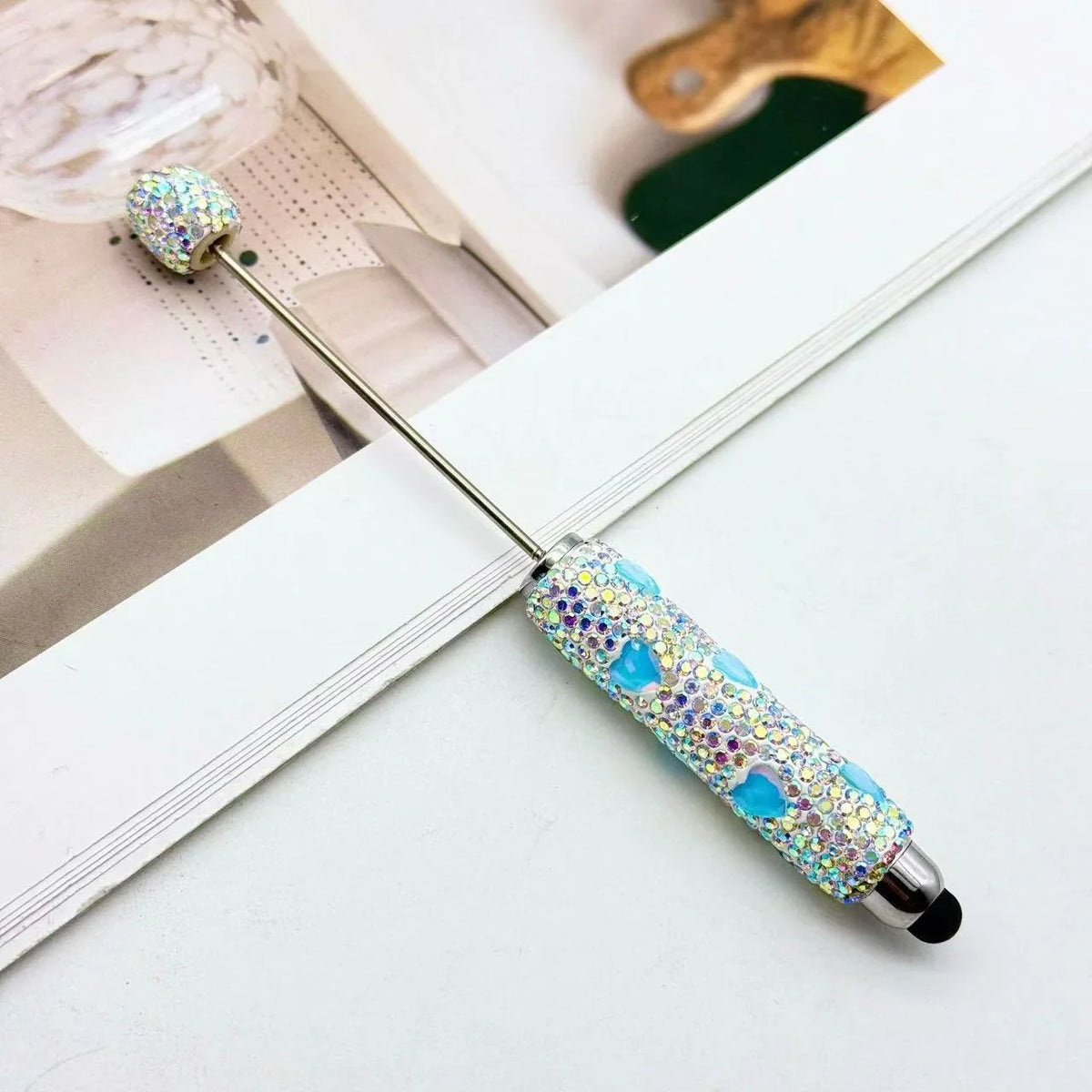 Heart Touch Screen Diamond Bead Pen Colorful Rhinestone Cute Grain Pen Multifunctional | DIY Beadable Pen Craft Gift Idea