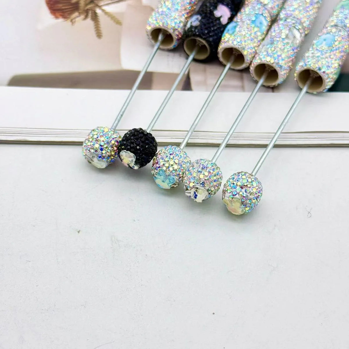 Bunny Diamond Bead Pen Creative Colorful Mocha Cute Grain Pen | DIY Beadable Pen Craft Gift Idea