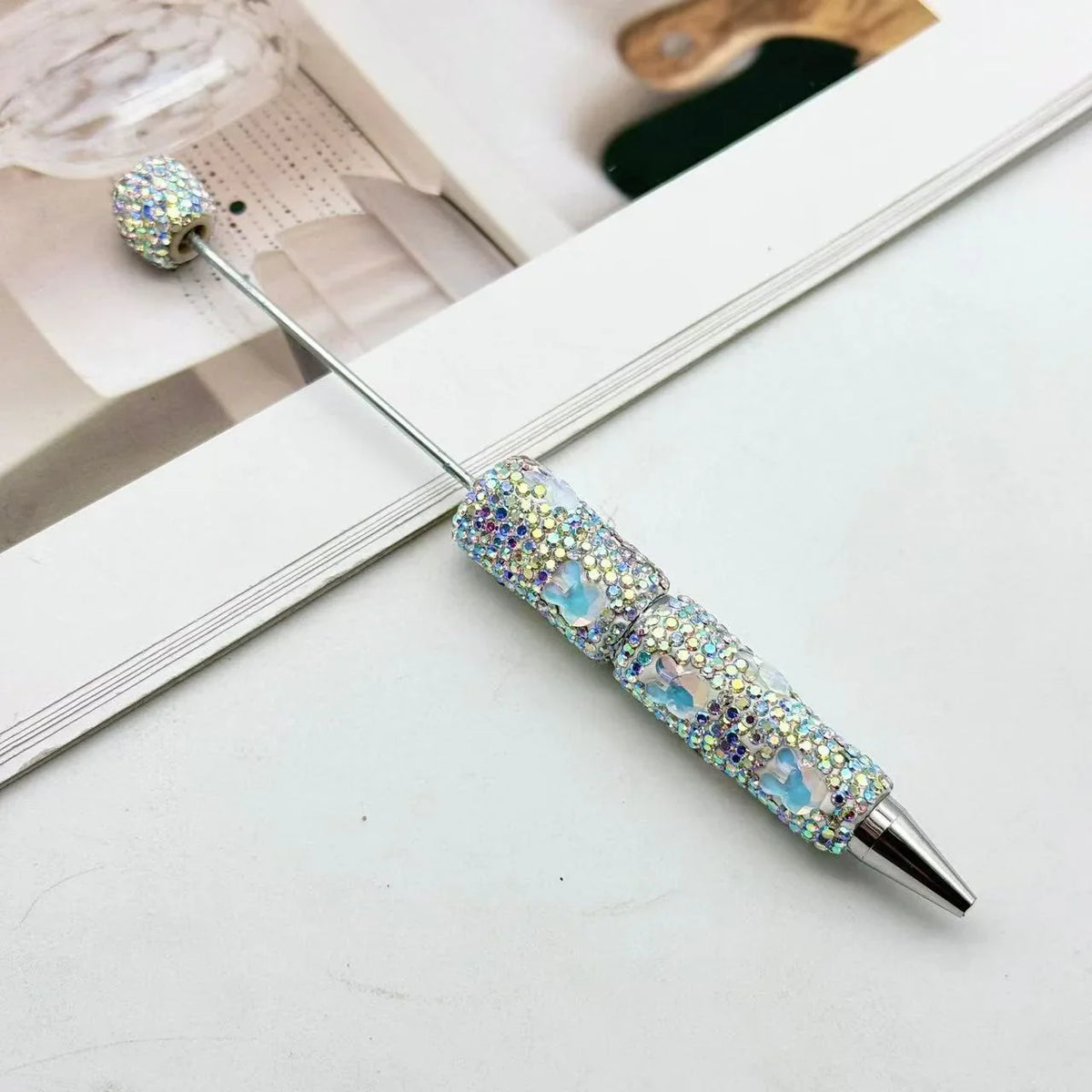 Bunny Diamond Bead Pen Creative Colorful Mocha Cute Grain Pen | DIY Beadable Pen Craft Gift Idea