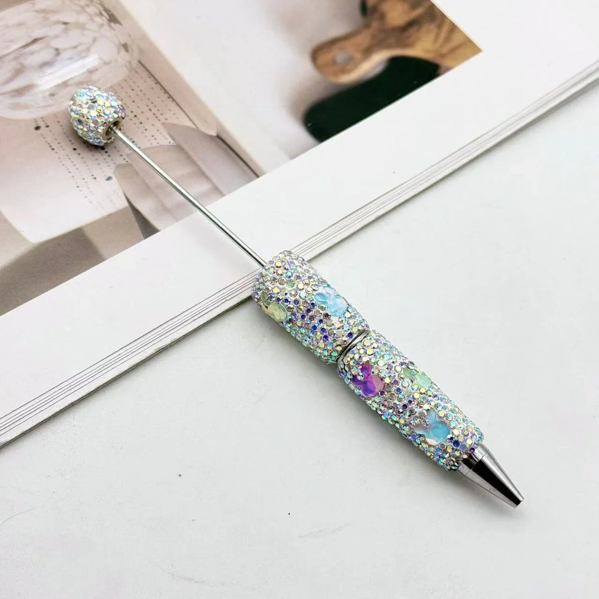 Bunny Diamond Bead Pen Creative Colorful Mocha Cute Grain Pen | DIY Beadable Pen Craft Gift Idea