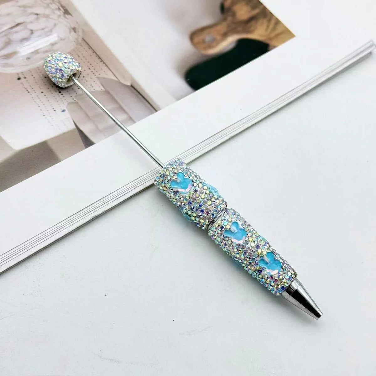 Bunny Diamond Bead Pen Creative Colorful Mocha Cute Grain Pen | DIY Beadable Pen Craft Gift Idea