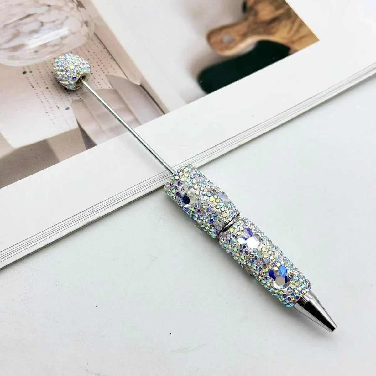 Bunny Diamond Bead Pen Creative Colorful Mocha Cute Grain Pen | DIY Beadable Pen Craft Gift Idea