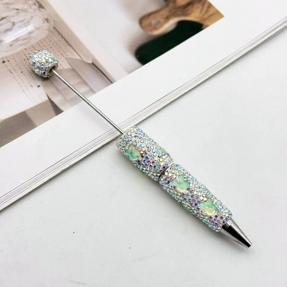 Bunny Diamond Bead Pen Creative Colorful Mocha Cute Grain Pen | DIY Beadable Pen Craft Gift Idea