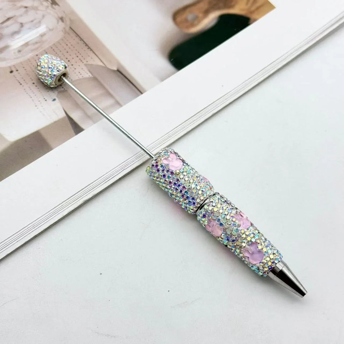 Bunny Diamond Bead Pen Creative Colorful Mocha Cute Grain Pen | DIY Beadable Pen Craft Gift Idea