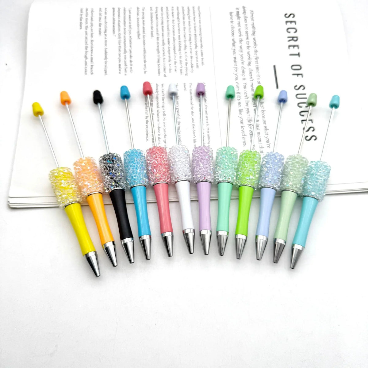Resin Starry Bead Pen Fun Sugar Rhinestone Cute Grain Pen | DIY Beadable Pen Craft Gift Idea