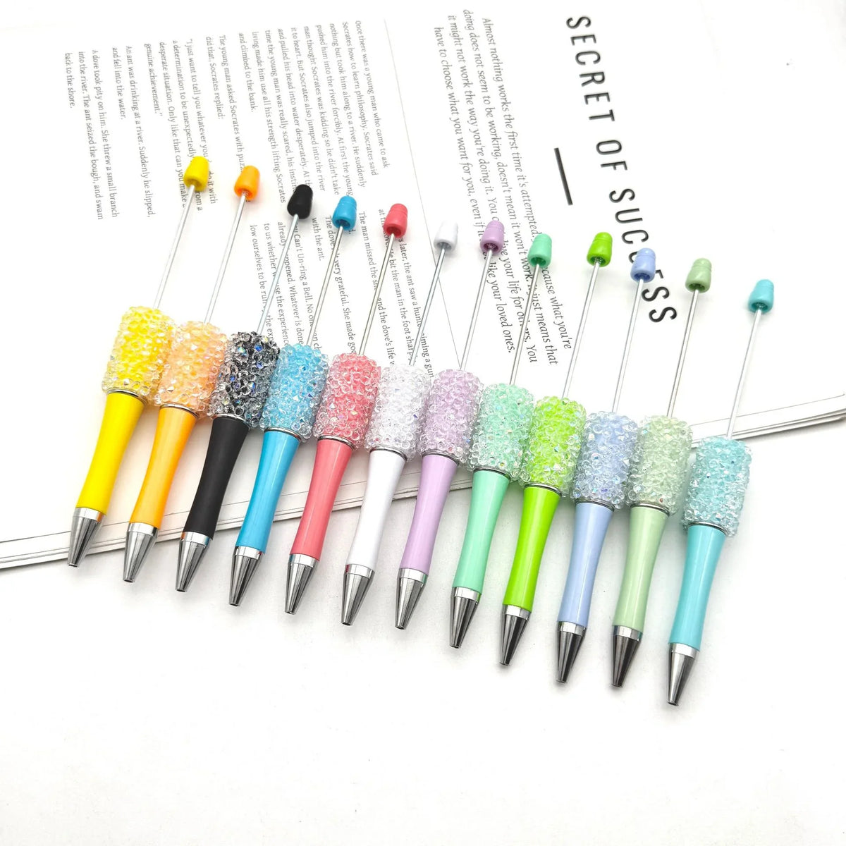 Resin Starry Bead Pen Fun Sugar Rhinestone Cute Grain Pen | DIY Beadable Pen Craft Gift Idea