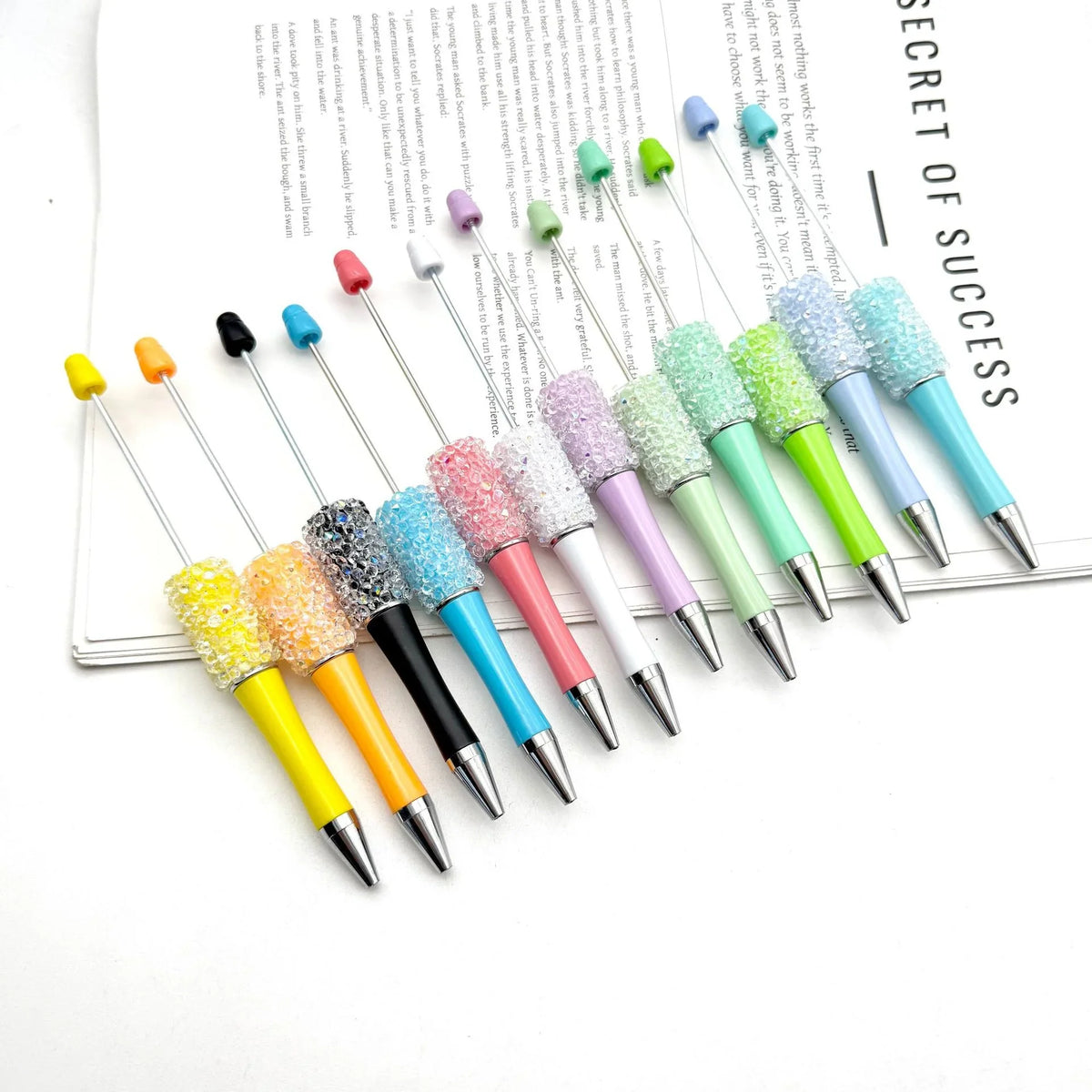 Resin Starry Bead Pen Fun Sugar Rhinestone Cute Grain Pen | DIY Beadable Pen Craft Gift Idea