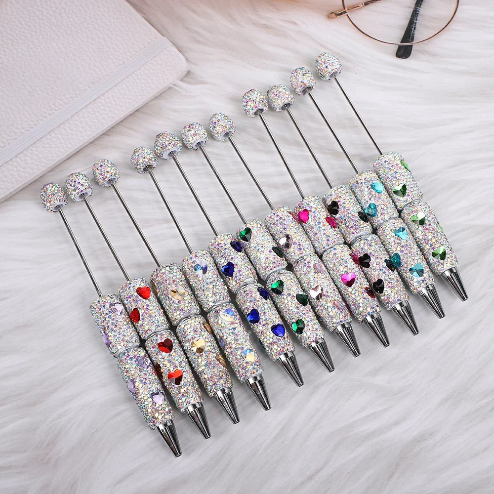 Love diamond bead pen Creative rhinestone puzzle ballpoint pen handmade full diamond | DIY Beadable Pen Craft Gift Idea