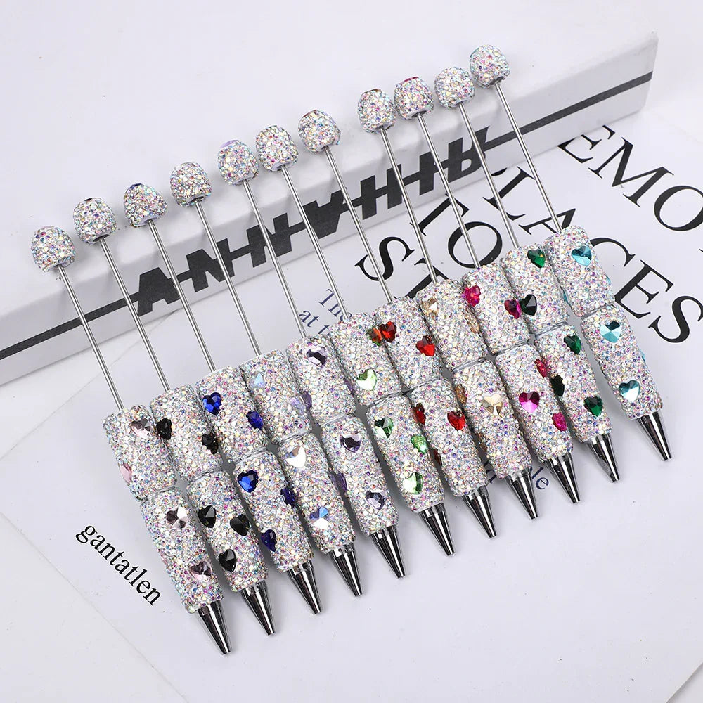 Love diamond bead pen Creative rhinestone puzzle ballpoint pen handmade full diamond | DIY Beadable Pen Craft Gift Idea
