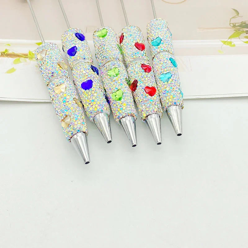 Love diamond bead pen Creative rhinestone puzzle ballpoint pen handmade full diamond | DIY Beadable Pen Craft Gift Idea