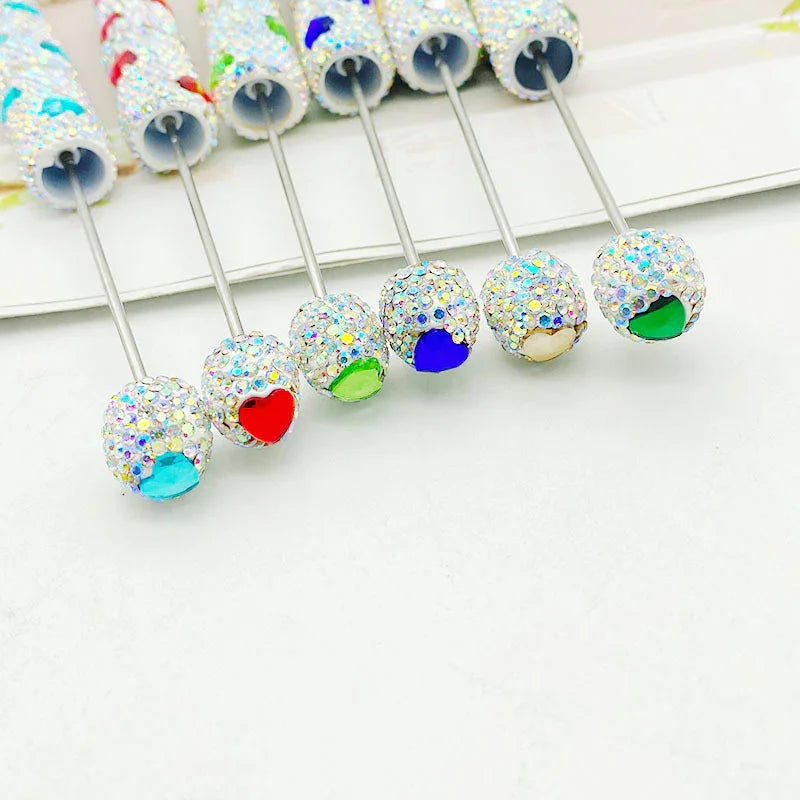 Love diamond bead pen Creative rhinestone puzzle ballpoint pen handmade full diamond | DIY Beadable Pen Craft Gift Idea
