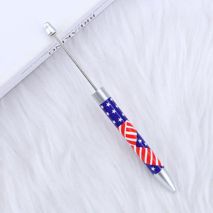 Long flag print beaded pen, educational handmade beaded pen