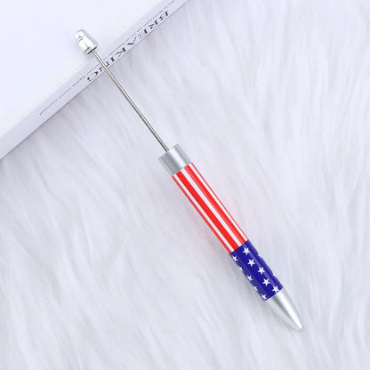 Long flag print beaded pen, educational handmade beaded pen