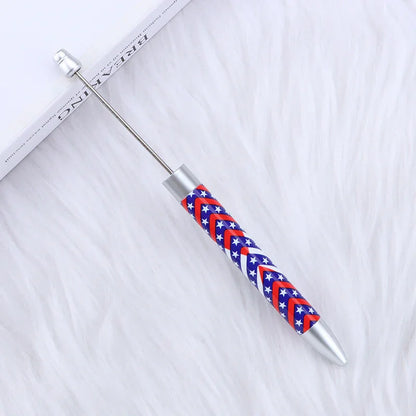 Long flag print beaded pen, educational handmade beaded pen
