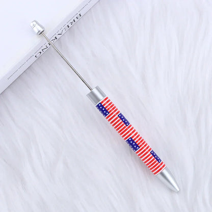Long flag print beaded pen, educational handmade beaded pen