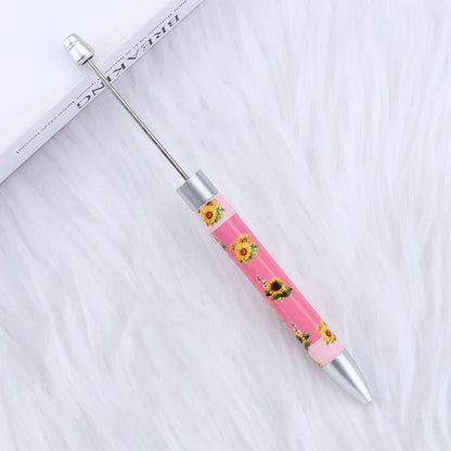 Long flag print beaded pen, educational handmade beaded pen