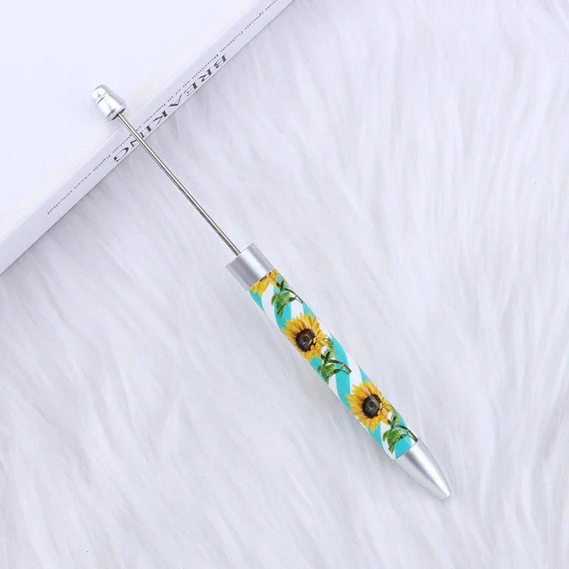 Long flag print beaded pen, educational handmade beaded pen