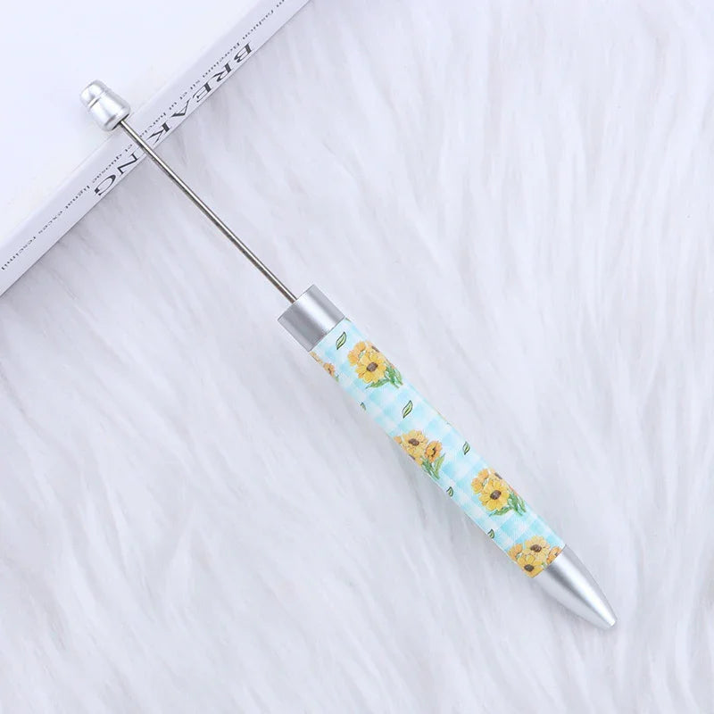 Long flag print beaded pen, educational handmade beaded pen