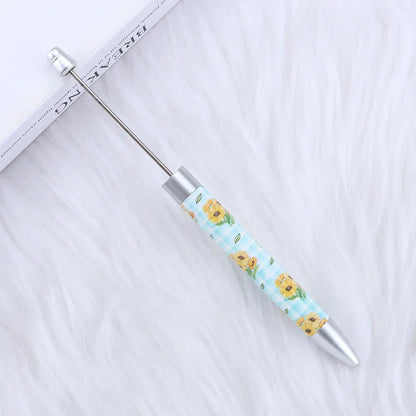 Long flag print beaded pen, educational handmade beaded pen