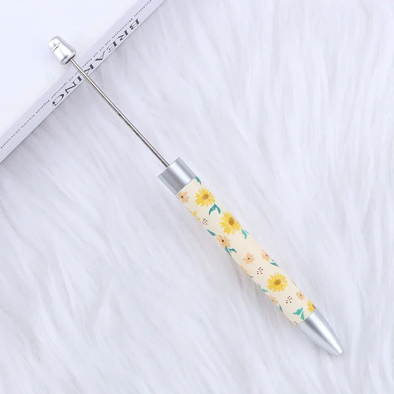 Long flag print beaded pen, educational handmade beaded pen