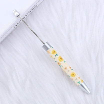 Long flag print beaded pen, educational handmade beaded pen