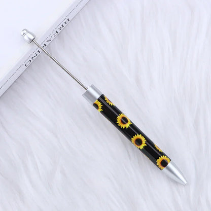 Long flag print beaded pen, educational handmade beaded pen