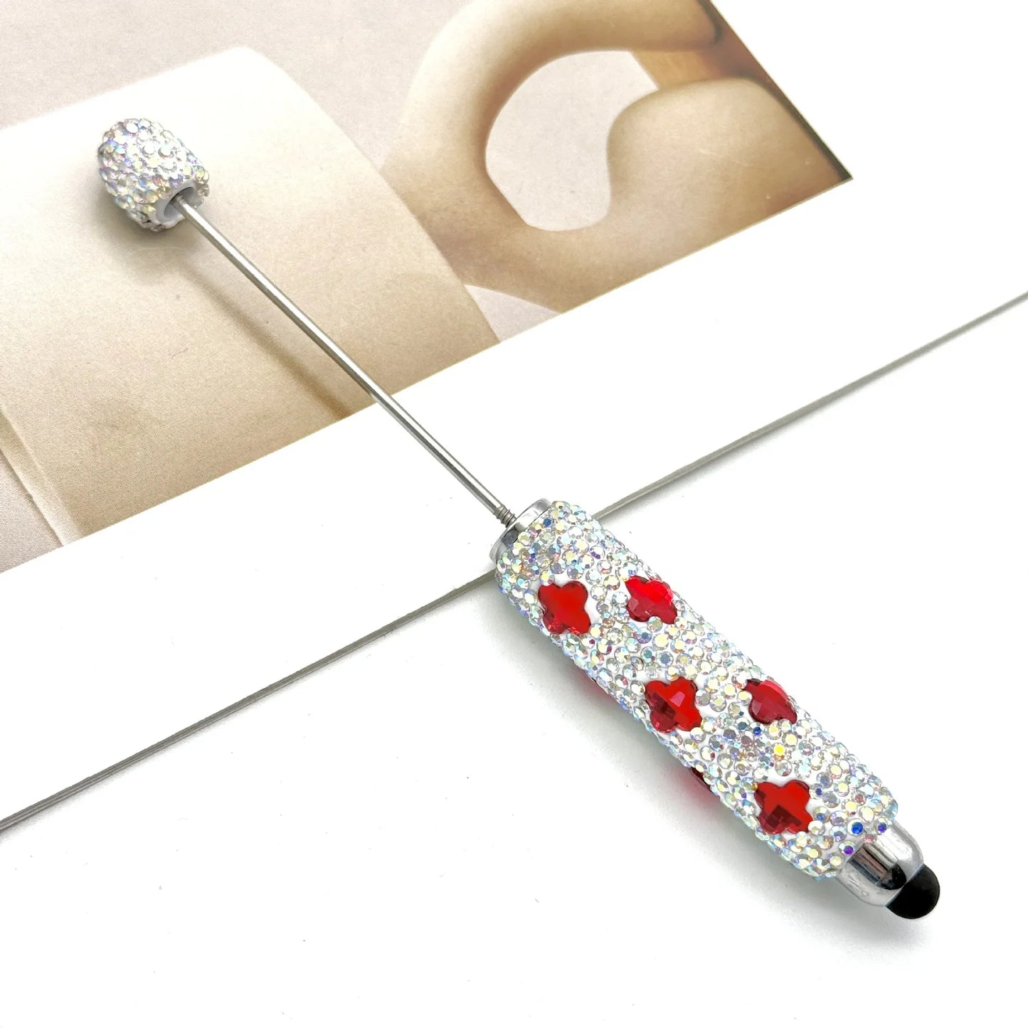 Touch screen diamond bead pen with four-leaf clover pattern
