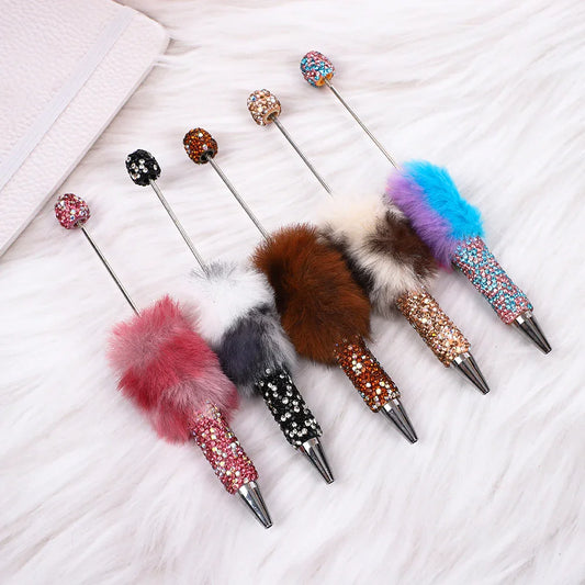 Leopard print full diamond bead pen Furry AB diamond bead pen