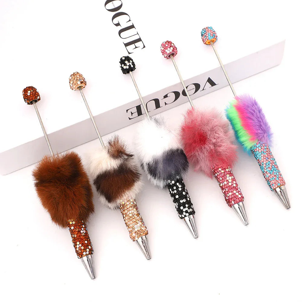 Leopard print full diamond bead pen Furry AB diamond bead pen