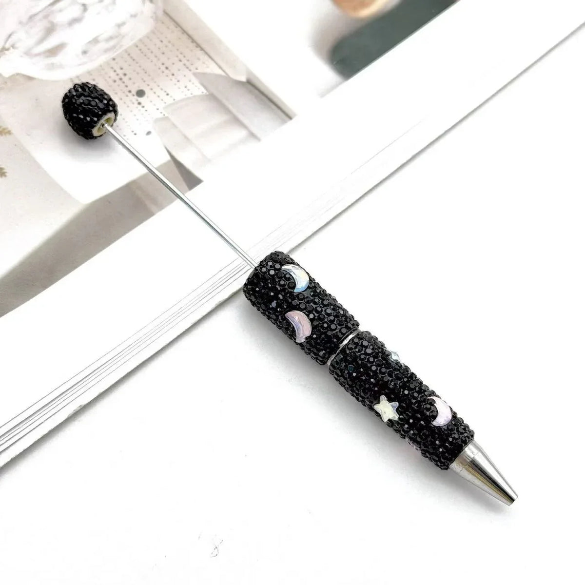 Star-shaped Diamond Bead Pen Fun Mocha Moon Ballpoint Pen | DIY Beadable Pen Craft Gift Idea